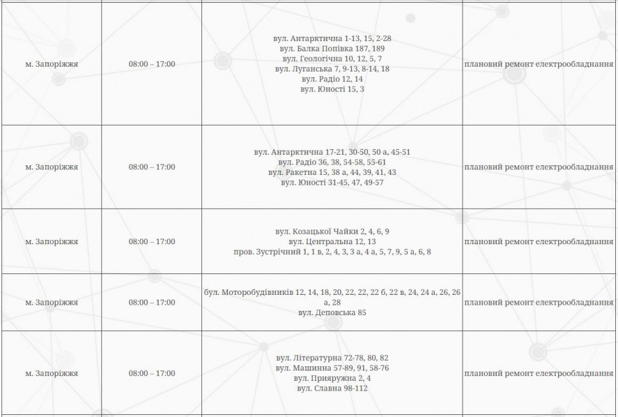Без світла – де у Запоріжжі вимикатимуть електроенергію 23 травня