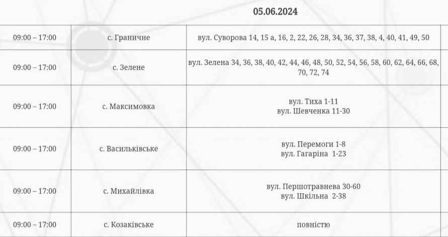 Відключення світла на Запоріжжі – де не буде електроенергії 5 червня