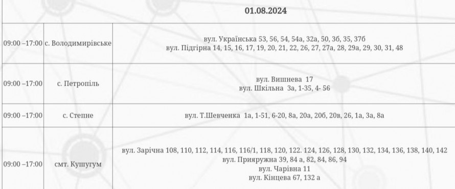 Без стабілізаційних відключень, але з плановими – де у Запоріжжі не буде світла 1 серпня