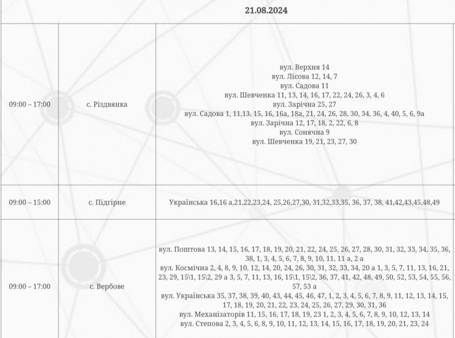 Погодинні відключення та ремонтні роботи – завтра у Запоріжжі та районі вимкнуть світло