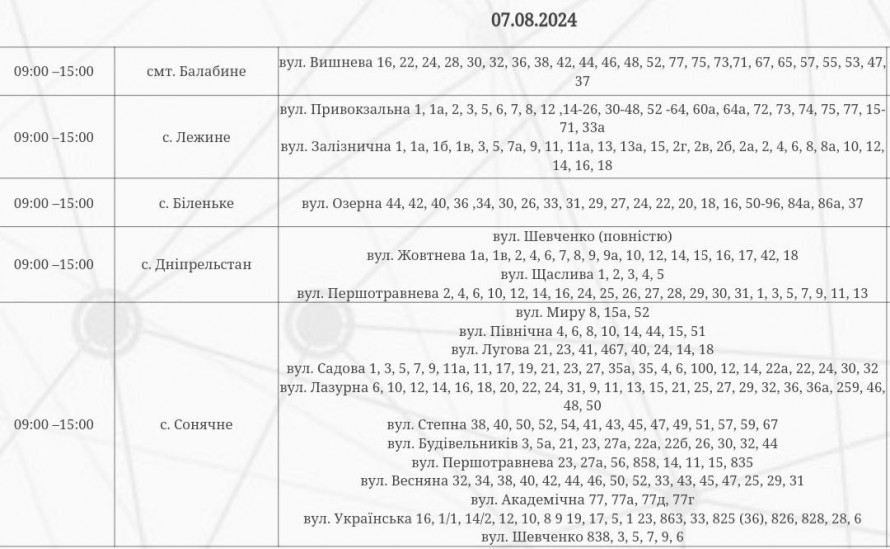 Середа без світла – за якими адресами запоріжцям вимкнуть електроенергію 7 серпня