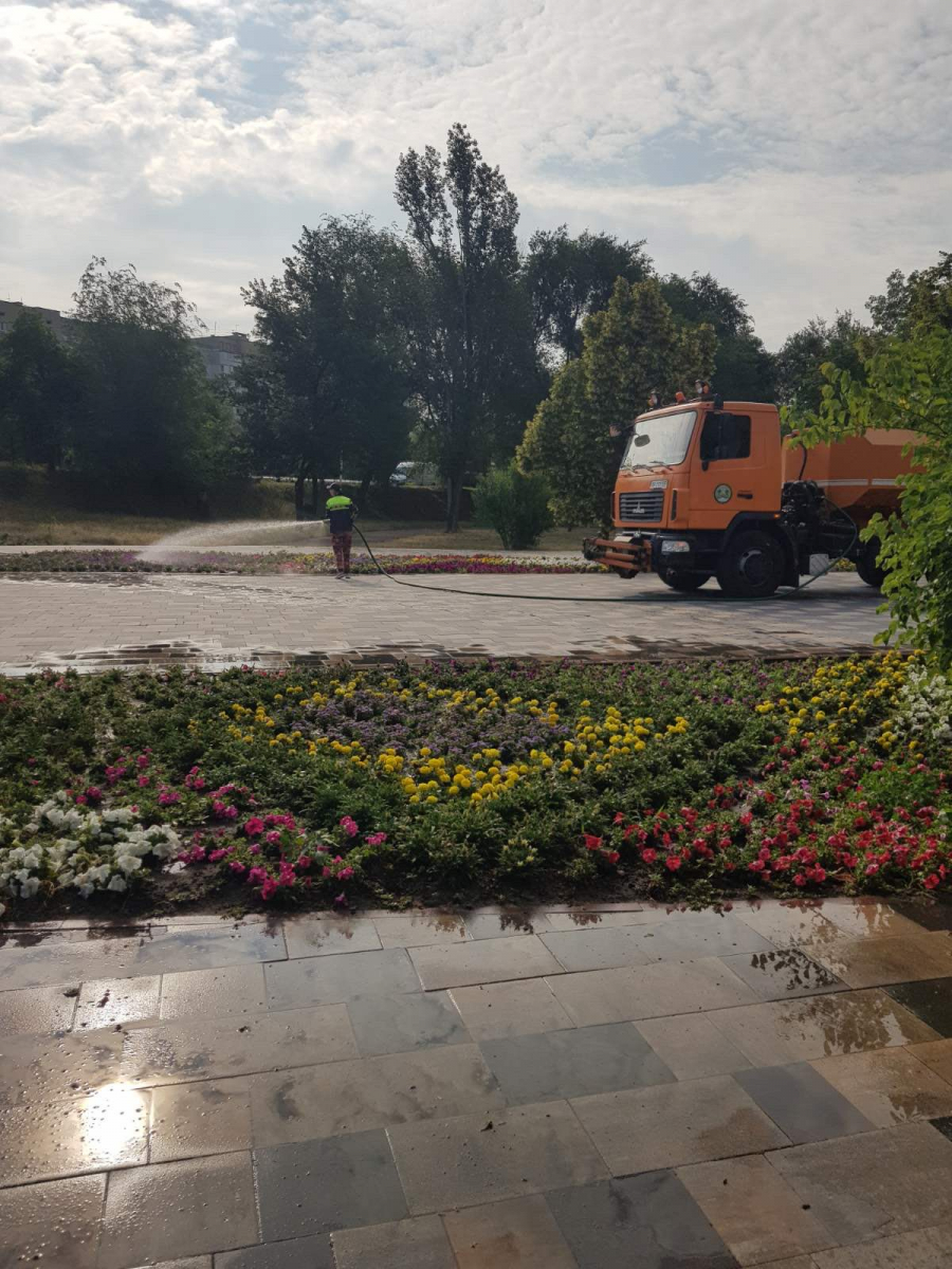Головний парк Запоріжжя зустрічає відвідувачів доглянутими клумбами з красивими квітами - фото