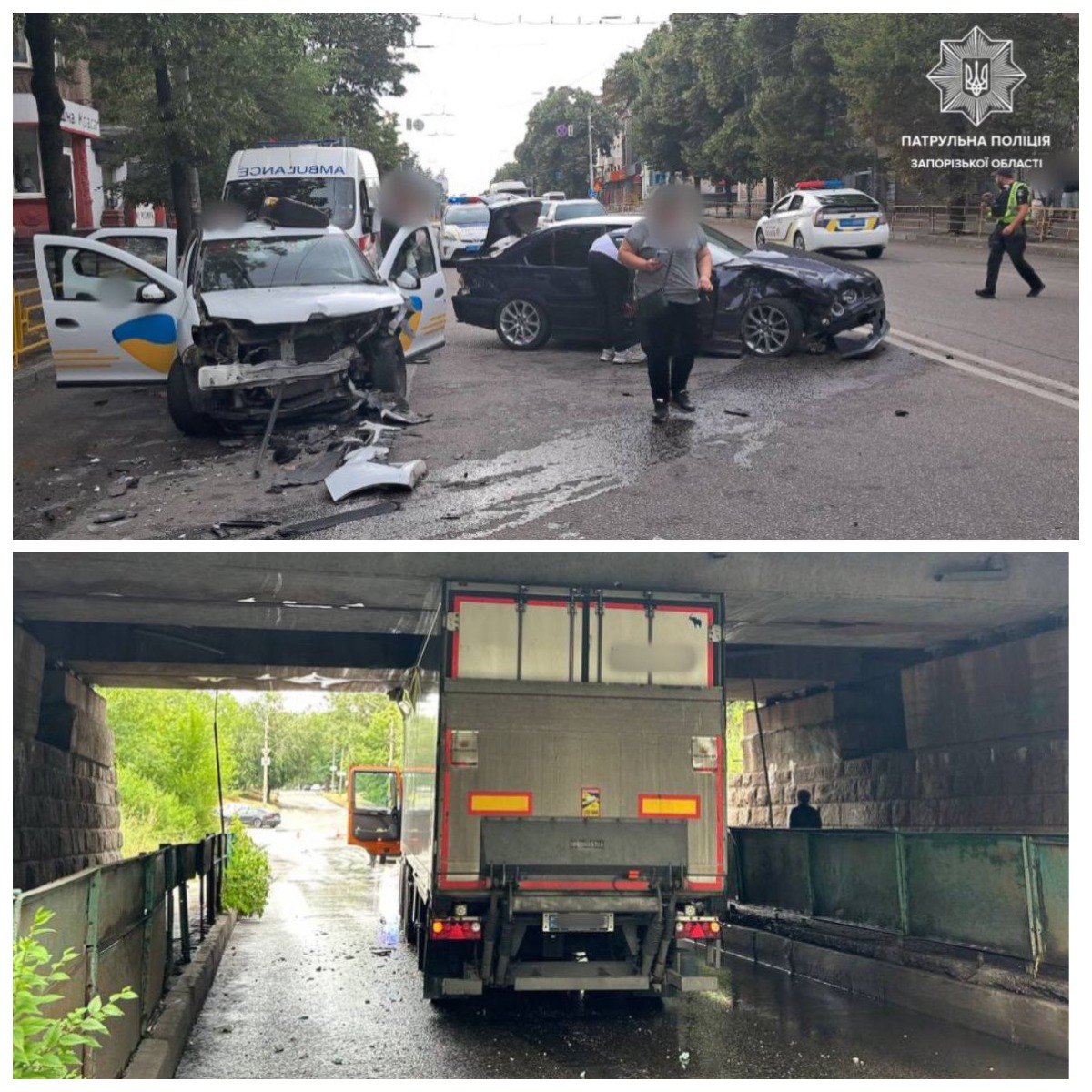 Вантажівка під мостом та аварія з таксі - у Запоріжжі через дві ДТП частково перекрили вулиці (фото)