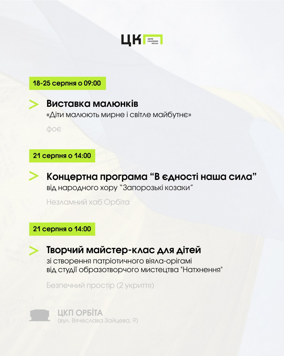 Культурний фронт: які заходи можна відвідати у Запоріжжі до Дня Незалежності 