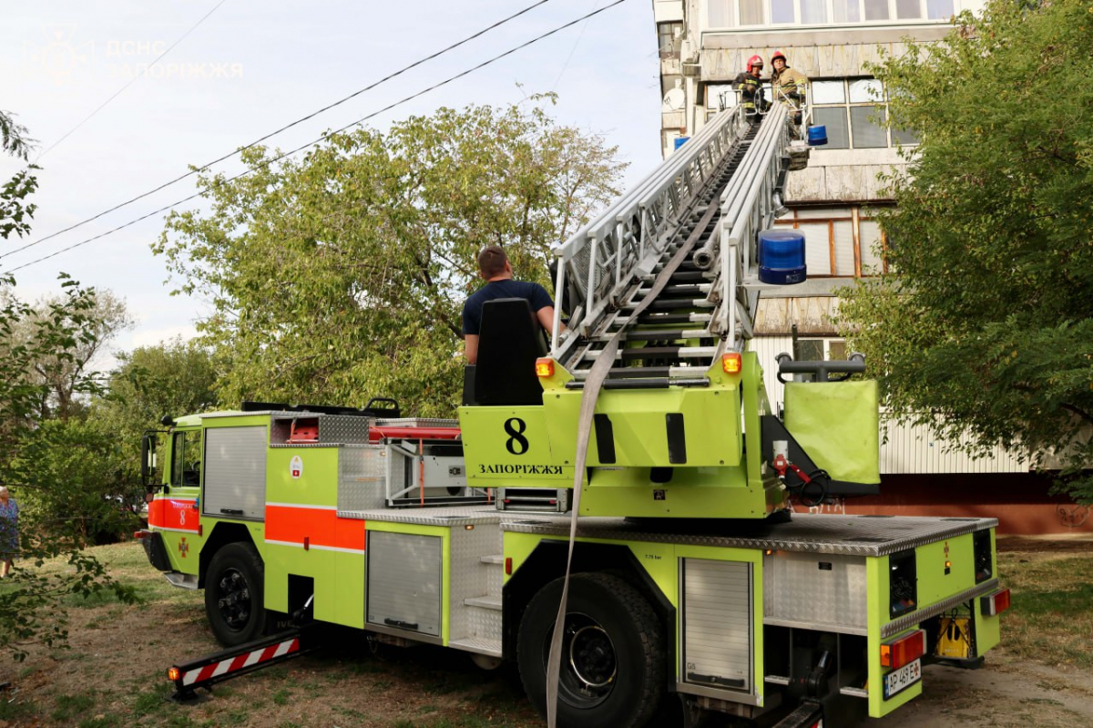У Запоріжжі рятувальники витягли літню жінку з палаючої квартири (фото, відео)