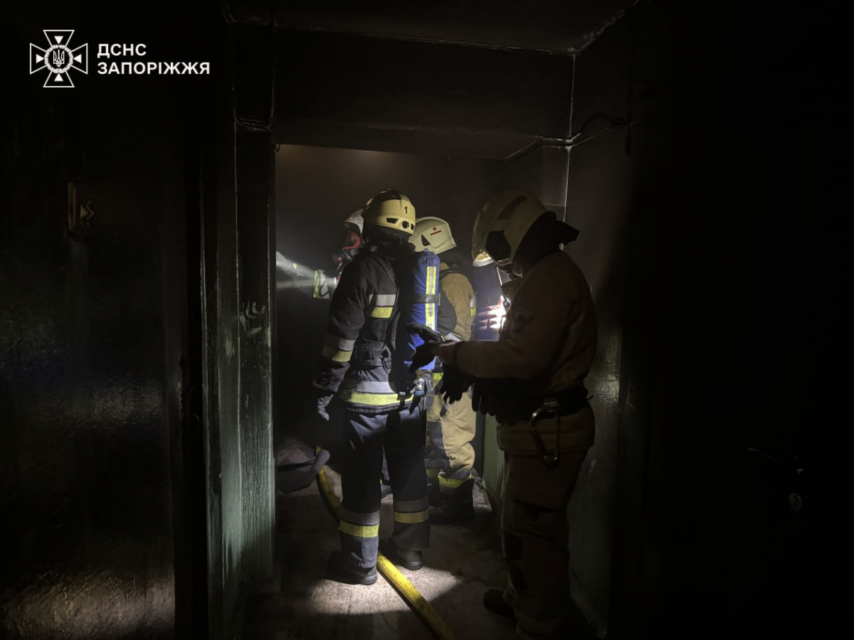 Під час пожежі в запорізькій багатоповерхівці люди опинились заблокованими у квартирі - фото
