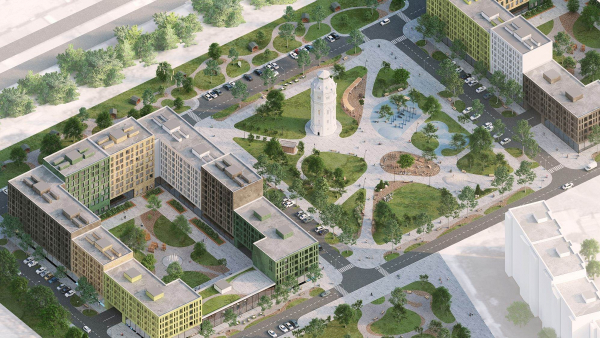 У Білій Церкві збудують квартал для переселенців із Маріуполя. Архітектурний концепт проєкту представлено на виставці ReBuild Ukraine