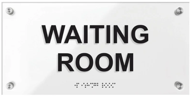 Біла акрилова табличка із шрифтом Брайля