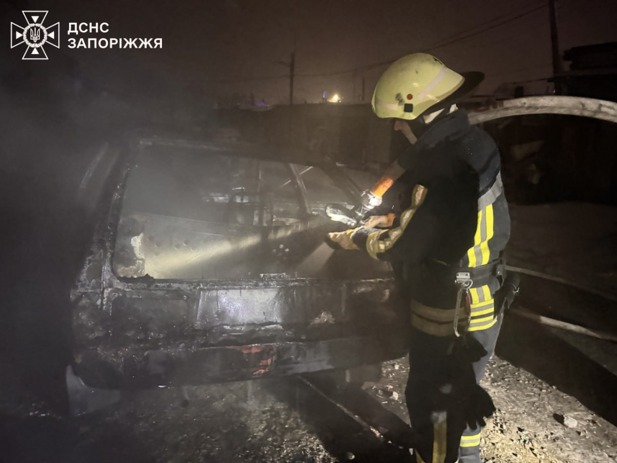 Вогонь охопив легковик — у Запоріжжі біля гаражу загорівся автомобіль (фото)