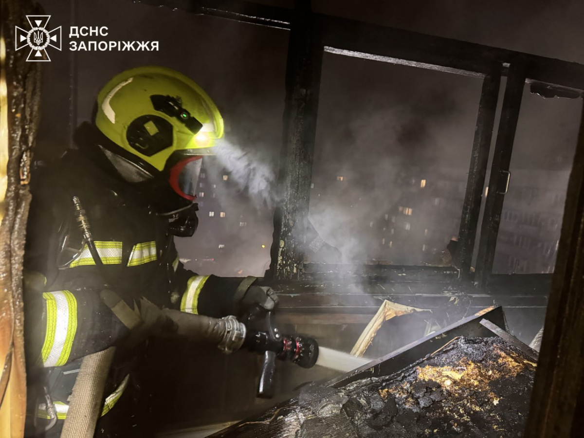 У Запоріжжі в багатоповерхівці спалахнула пожежа — надзвичайники гасили полум'я з драбини (фото, відео)